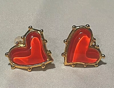 Vintage Signed Christian Lacroix Paris French Goldtone Heart Clip Earrings E94 • $679.99