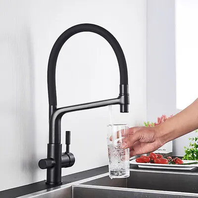 £45 • Buy 360° Swivel Spout 3 In 1 Pull Out Kitchen Mixer Taps Drink Water Filter Black