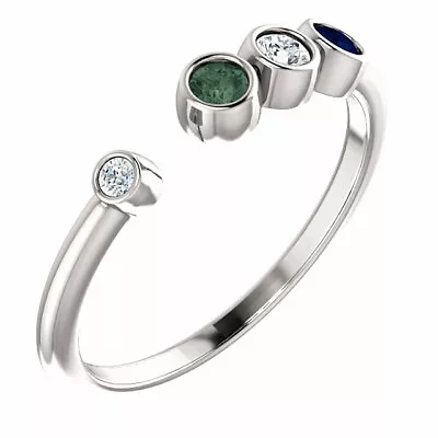 Open End Family Ring  Sterling Silver 1-6 Round Birthstones Mothers Day Ring • $60