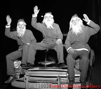 Three Funky Christmas Santas - 1956 - Vintage Photo Print • $7.50