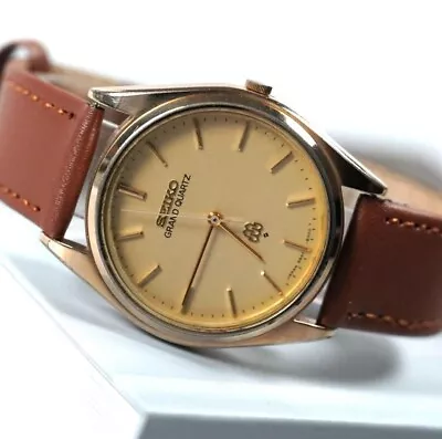 Vintage Seiko Grand Quartz 9940-8010 Quartz Gold Dial Mens Watch Used From Japan • $381.06