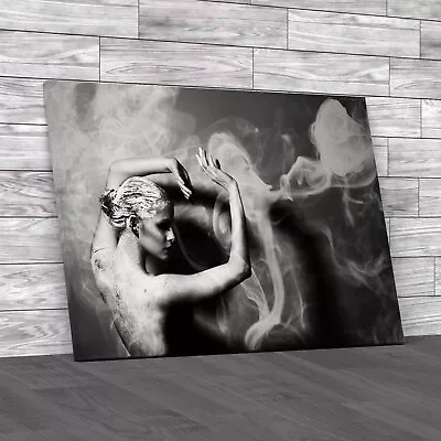 Dancing With Smoke Black White Canvas Print Large Picture Wall Art • £41.95