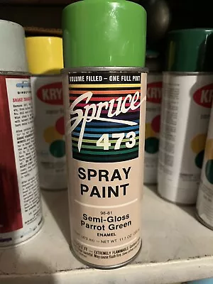 NOS FULL Vintage Spruce Parrot Green Spray Paint Can 1980s PAPER LABEL • $9.42