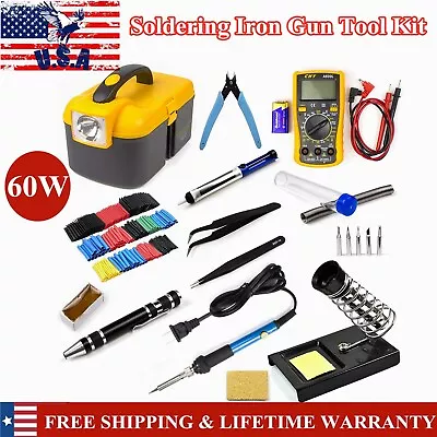 Electic Soldering Iron Gun Tool Kit 60W Welding Gun Adjustable W/ Multimeter USA • $25.74