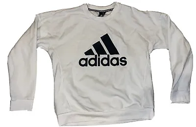 Adidas Crew Neck White Sweatshirt Mens M 12/14 Pullover Black White Graphic • $22