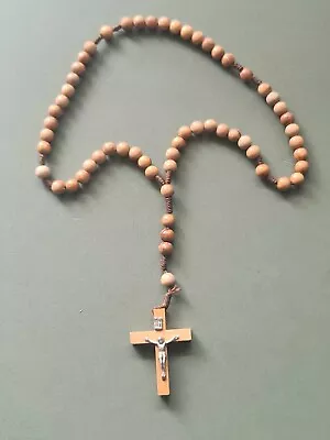 Wooden Beads + Wood & Metal Crucifix Rosary #123 • £0.99