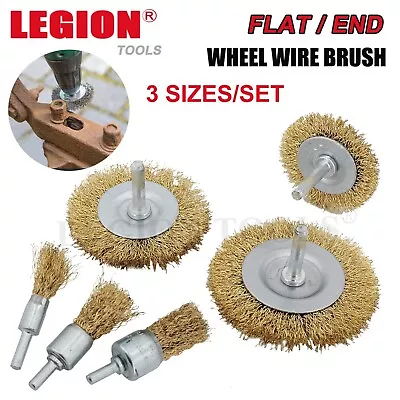 Wire Brush Wheel Cup Flat End Brushes 1/4” Shank Rotary Grinder Tools Drill Bits • $13.20