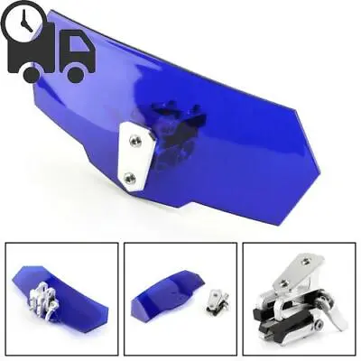 Universal Adjustable Windshield Screen Extension Deflector For Honda Yamaha Blue • £21.58