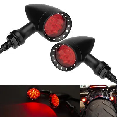 Motorcycle Black Bullet LED Brake Running Turn Signal Tail Light Fit Bobber Cafe • $14.74