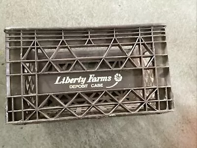 Vintage 70s Liberty Farms NY Plastic Milk Bottle BOX Carton CRATE NY 19 X 13 • $24.99