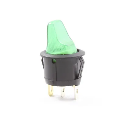 12v Bulb Illuminated Round Toggle Switch ( On / Off ) 16 AMP Rated - Green • £2.95