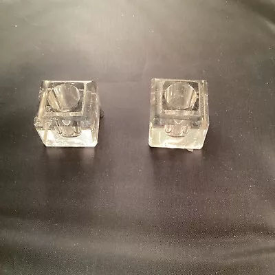 Ice Cube Square 1 Each Small Mini Taper Crystal Candle Holder 1 1/2 (3.8cm) • $10