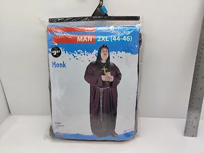 NEW Monk Costume Adult XXL (44-46)  Size Halloween Costume Hooded Robe & Belt • $13.99