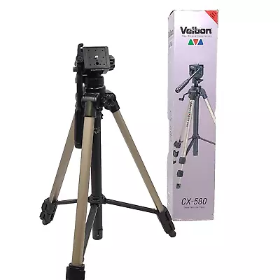 Velbon CX-580 Black/Silver Portable Deluxe Camcorder Camera Tripod Fluid Panhead • $24.90