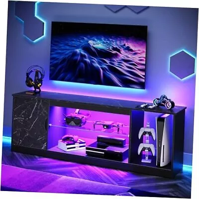  LED TV Stand For 55/60/65 Inch TV Gaming Entertainment Center Black Marble • $172.68