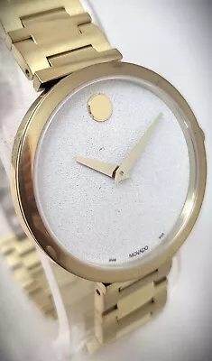 Movado $995 Women's Museum Classic Gold White Sparkle Dial Swiss Watch 0607519* • $56.55