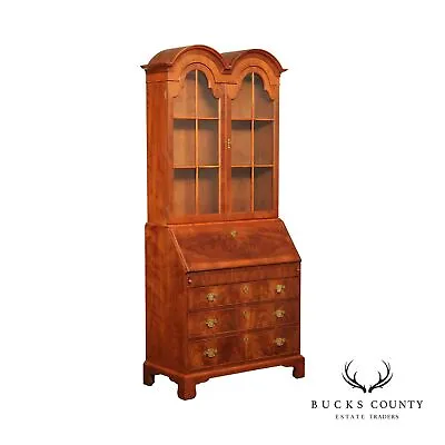 Henredon 'Folio 10' Walnut Drop Front Secretary Desk • $1895