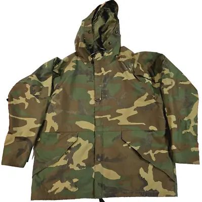 Military Issue Gore-Tex Woodland Camo Cold Weather Parka Jacket Large-Regular • $74.95