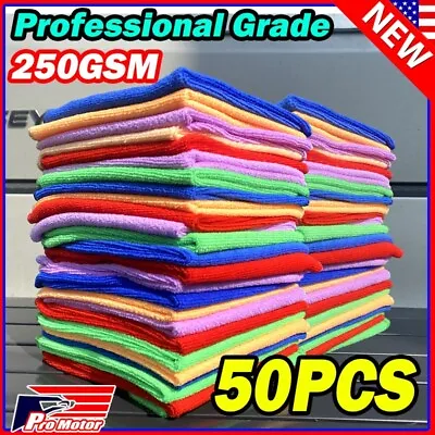 50 Pack Bulk Microfiber Cleaning Cloth No Scratch Rag Polishing Detailing Towel • $24.80
