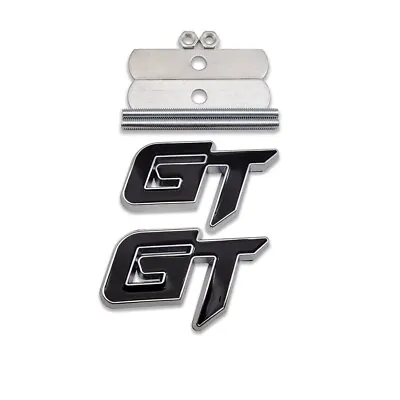 Chrome&Black Metal GT Car Front Grille Emblem + Grand Tourer Bagde Sticker Decal • $10.99