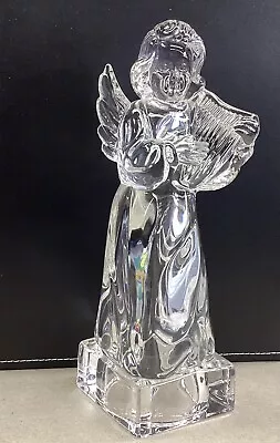 ANGEL FIGURINE Mikasa Playing Harp - Heavy Lead Crystal Glass Heavy - 8” Tall • $24.99