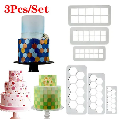 £4.19 • Buy 3Pcs Square Geometry Fondant Cookie Cutter Cake Molds Baking Decorating Tool UK