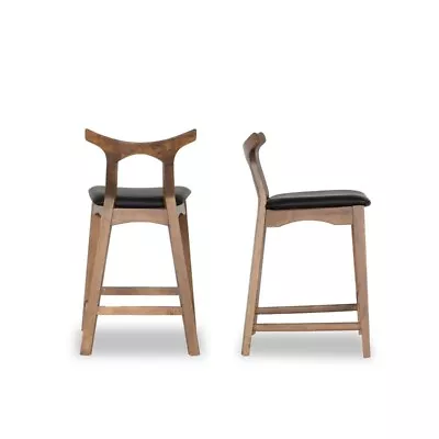 Harper Mid-Century Modern Pu Leather Counter Stool In Black (SET OF 2) • $216.91