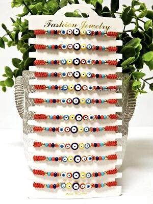 $19.99 • Buy 12 Evil Eye Red String Protection Bracelet Pulsera Roja Mal De Ojo Proteccion 