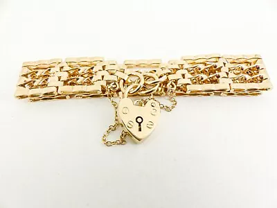 9ct Gold Bracelet Fancy Gate Link Hallmarked 18 Grams 7.5'' With Gift Box • £738