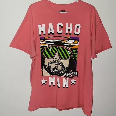WWE Macho Man Randy Savage 2015 Hall Of Fame Short Sleeve T-Shirt Size XL Pink • $38.95