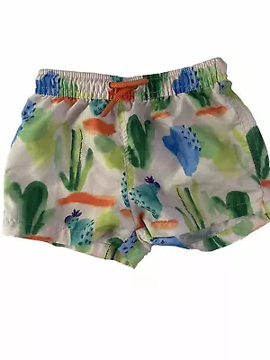 Zara Boys Toddler Cream Cactus Print Swim Trunks Size 12M To 24M Swimwear Boy • $4.50