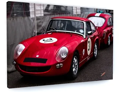  Vintage Red Lenham Le Mans Coupe Race Car Canvas Picture Print  • £27.46
