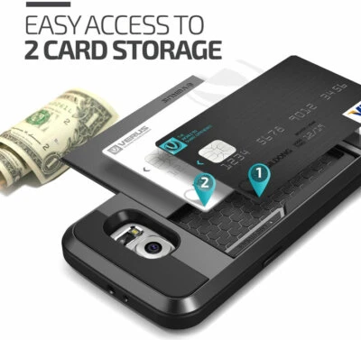 $4.99 • Buy Slide Card Pocket Armor Shock Proof Case Cover - Samsung Galaxy S3 4 5 6 7 Edge