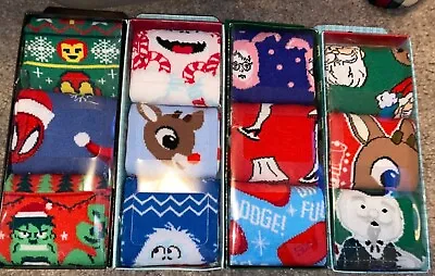 Men's Christmas Novelty Crew Socks 3 Pack Marvel Rudolph & Christmas Story • $12.95
