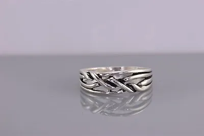 Sterling Silver Openwork Crossover Tapered Band Ring 925 Sz: 9 • $17.50