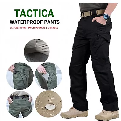 Mens Tactical Cargo Pants Combat Waterproof Work Hiking Outdoor Trousers Pants • $19.94