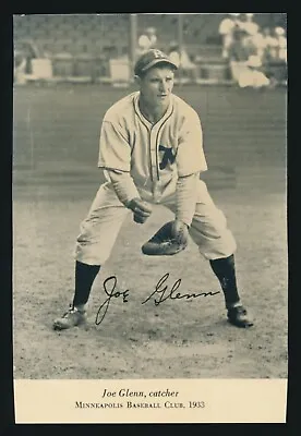 1933 WHEATIES Oversized Postcards -JOE GLENN (Minneapolis Millers) TRIMMED • $39.99