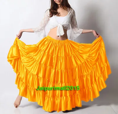 Golden Yellow Satin 12 Yard/16 Yard Skirt Tribal Belly Dance Gypsy Flamenco Boho • $43.88