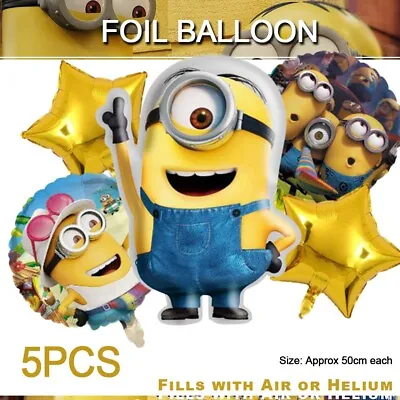 Minion Balloons 5 Set Party | Kids Happy BirthdaY Decoration | Foil Balloons • $14.99