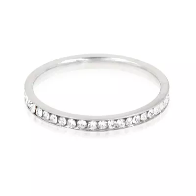 *NEW* Thin Single Row Of Micro Pave Clear Stone Stainless Steel Wedding Ring  • $1.99