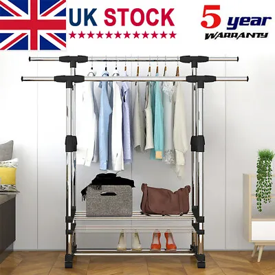 Heavy Duty Metal Clothes Rail Storage Garment Shelf Hanging Display Stand Rack • £16.99