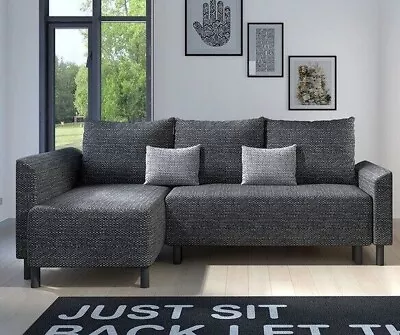 Universal L-Shaped Corner Sofa Bed With Storage Container New BREST • £465