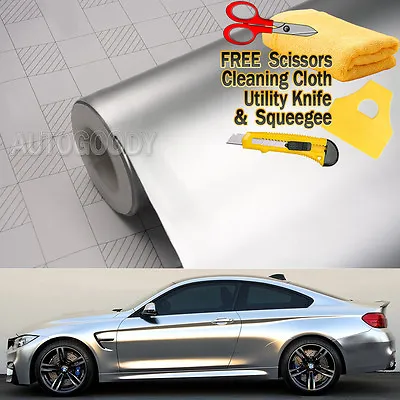 Premium Satin Matte Chrome Metallic Vinyl Film Car Wrap Sticker Air Bubble Free • $274.44