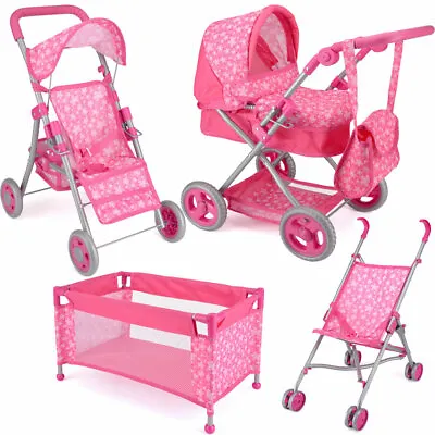 £49.95 • Buy Kids Pushchair Deluxe Buggy Childrens Baby Pram Doll Cot Stroller Great Fun Toy 