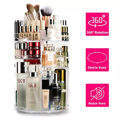 360° Rotating Makeup Organiser Adjustable Cosmetic Storage Perfume Display Stand • £10.99