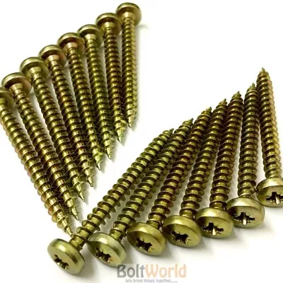 £2.51 • Buy PAN HEAD MULTI PURPOSE WOOD CHIPBOARD SCREWS YELLOW - POZI HEAD SCREW 6g 8g 10g 