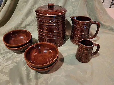 Vintage 1950's Marcrest Daisy Dot Cookie Jar Sm & Lg Pitcher 4 Bowls • $60