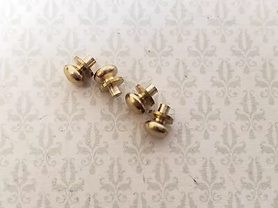 Dollhouse Tiny Brass Gold Knobs Metal For Door Or Drawer Pulls Set Of 4 1:12 • $3.99