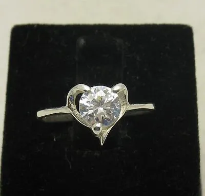 Genuine Stylish Sterling Silver Ring Hallmarked Solid 925 Heart CZ Handmade • £17.58