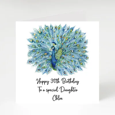 PERSONALISED Peacock FEMALE Relation BIRTHDAY CARD 18th 21st 30th • £2.21